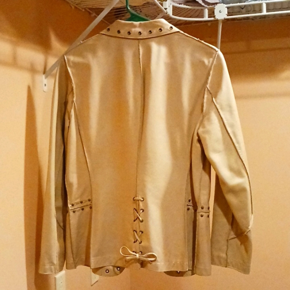 PER SE Tan Leather Jacket (#505399 Per Dreamweaver) Size 8 -- EUC - Picture 7 of 11